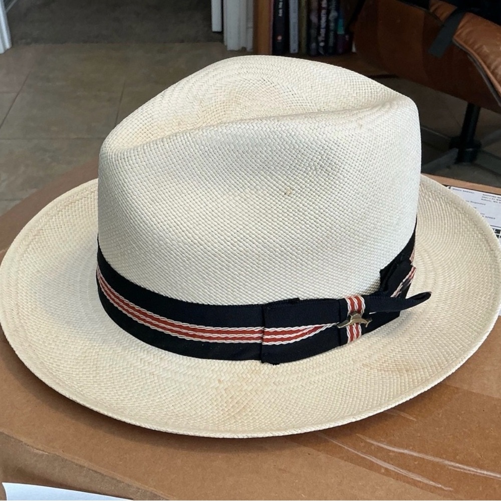 Tommy Bahama Supreme Panama hat, Bleached sand with black